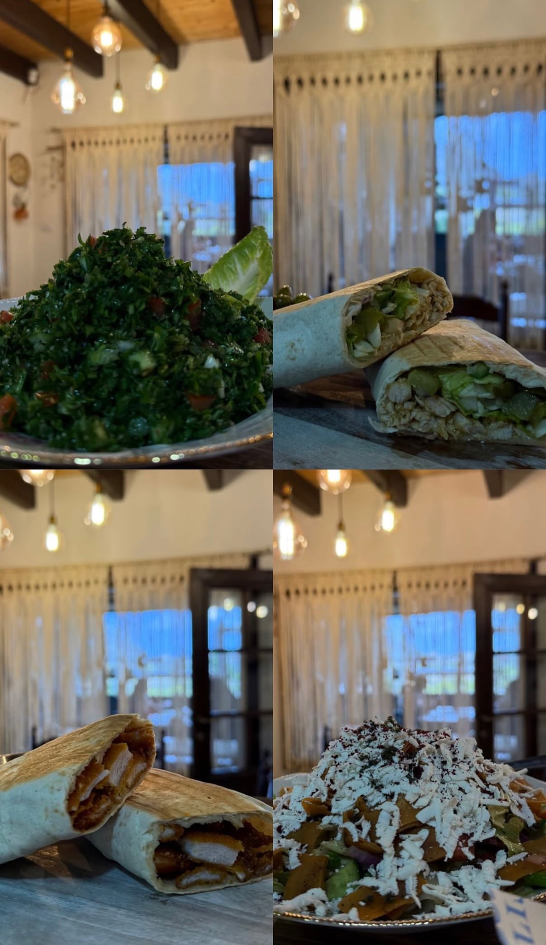 טאבולה, רולים וסלט לבנה בבית הקפה